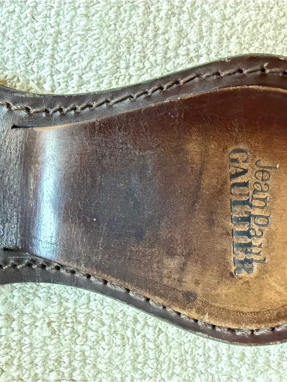 Jean Paul Gaultier Brown Leather Slide Sandals